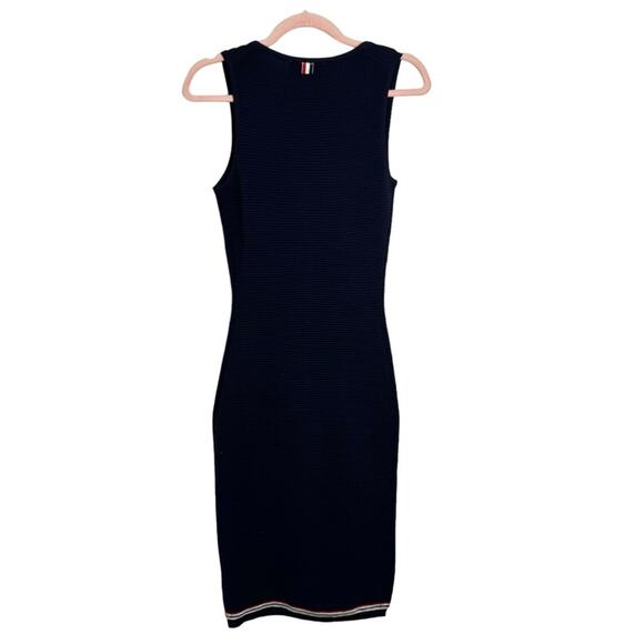 Thom Browne Navy Sleeveless Wool Blend Midi Sweater Dress - Picture 2 of 9